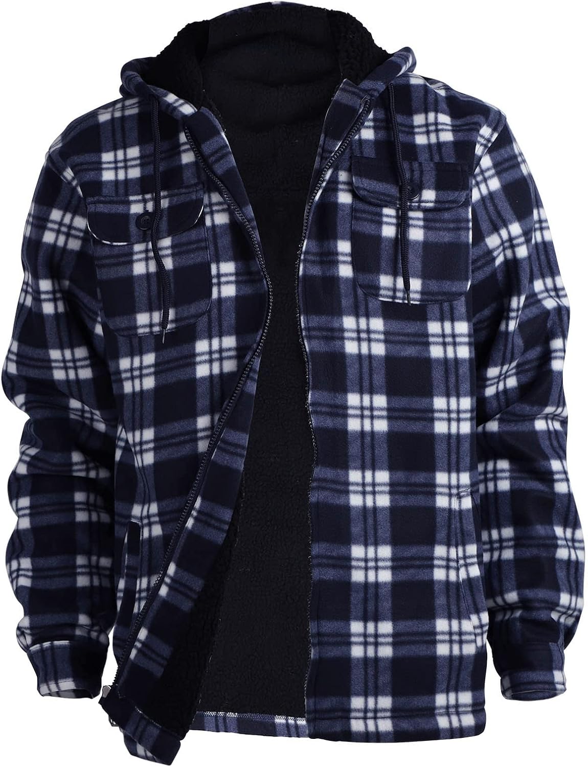 Heavy Thick Flannel Plaid Jacket for Men - Warm Sherpa Hoodie