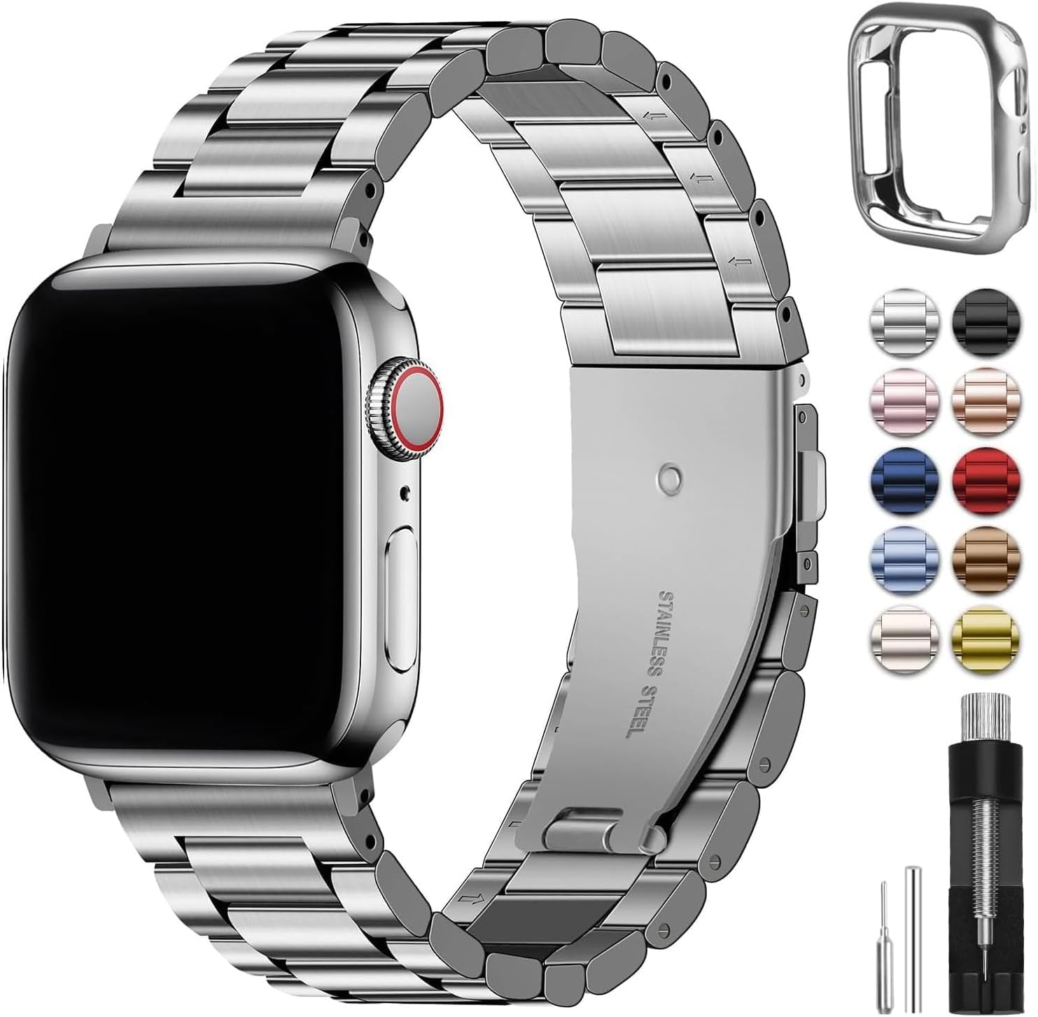 Fullmosa Metal Apple Watch Band + Case - Silver