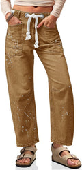 Cicy Bell Womens Baggy Barrel Horseshoe Jeans Wide Leg Drawstring wear