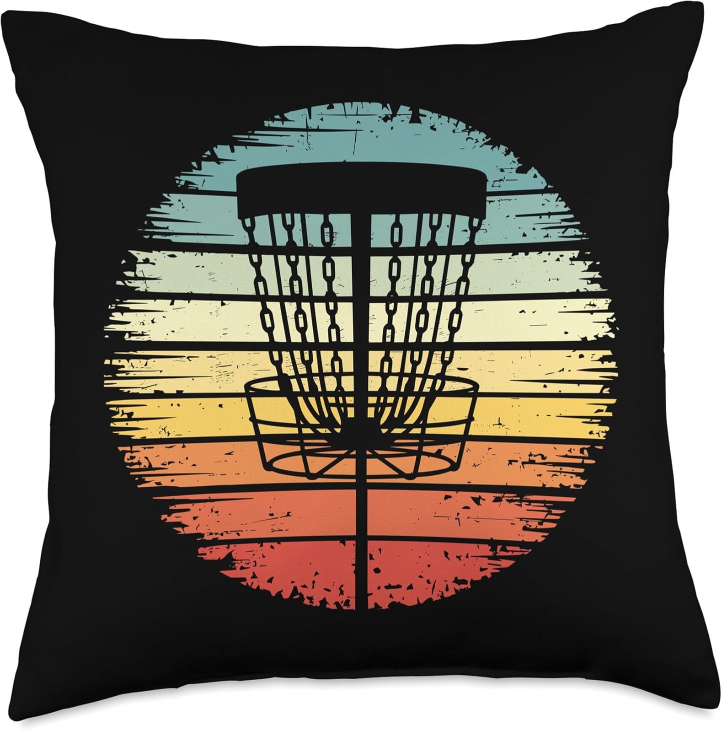 Vintage Retro Frolf Players Disc Golf Basket Throw Pillow