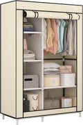 Calmootey Portable Closet Organizer with 6 Shelves and Hanging Rod
