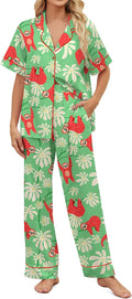 SHESHOW Satin Pajamas for Women Set - Soft Floral 2-Piece PJs