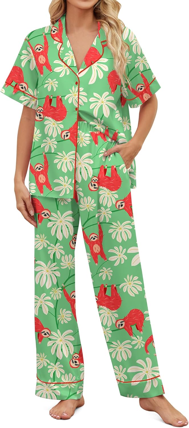 Satin Pajamas for Women Set - Comfortable Sleepwear Pjs Set