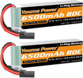 Youme 4S Lipo Battery 14.8V 6500mAh 80C (2-Pack) - Reliable RC Power