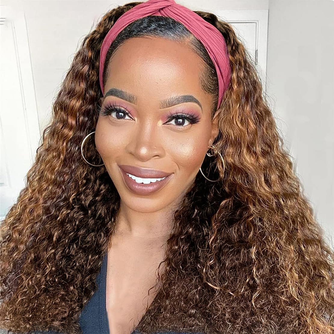 Ombre Highlight Blonde Headband Wig Human Hair for Black Women