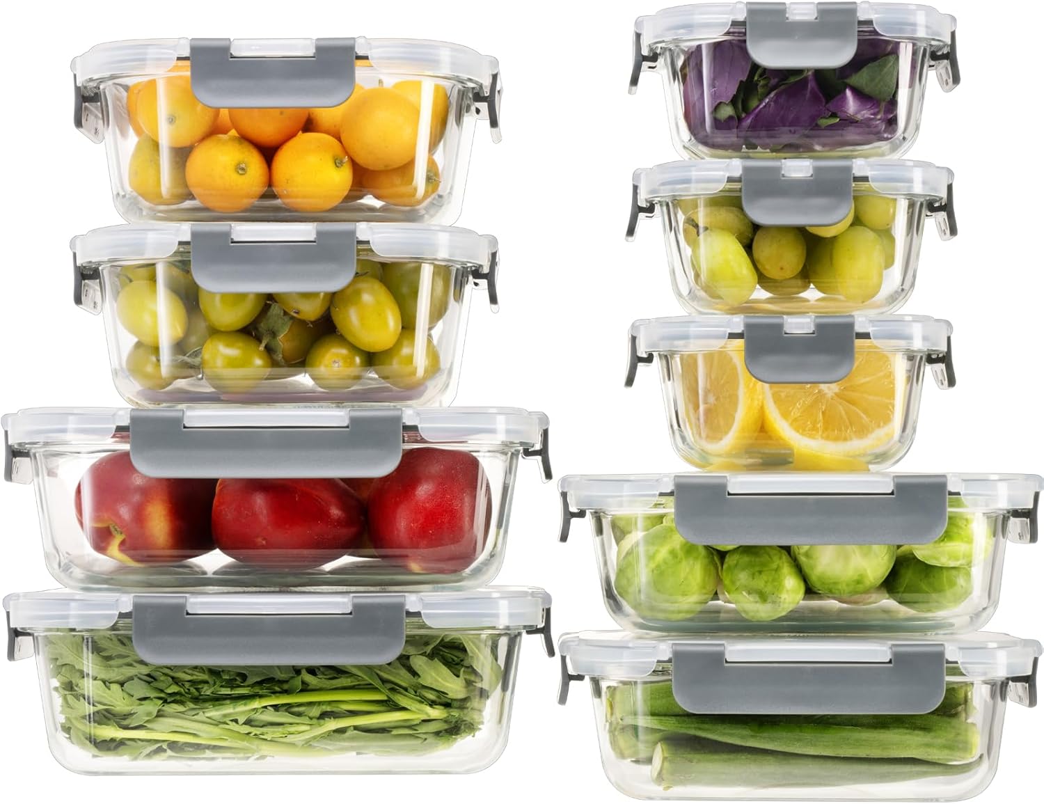 18 Pieces Glass Food Storage Containers Set for Meal Prep