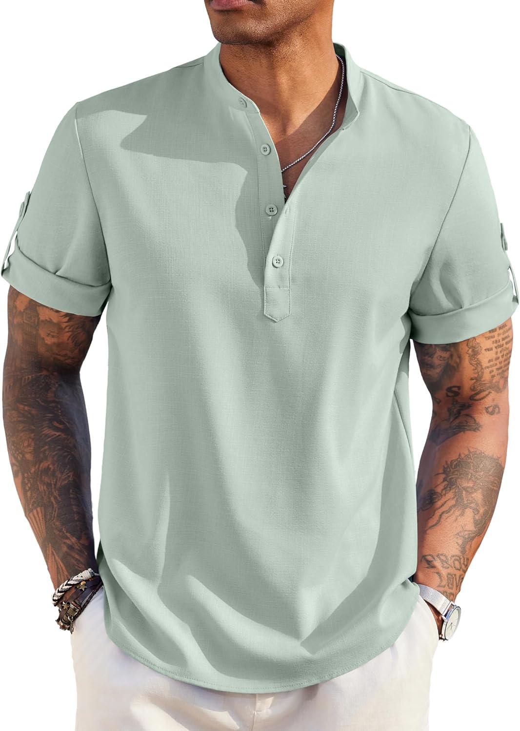 COOFANDY Men's Casual Henley Shirt for Summer Beach Style