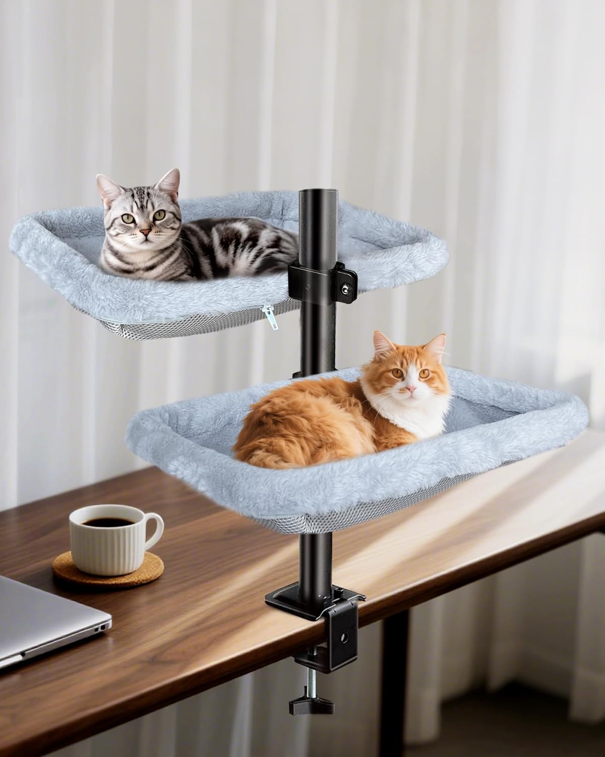 Adjustable Double Layer Cat Desk Bed for Cozy Multi-Cat Spaces