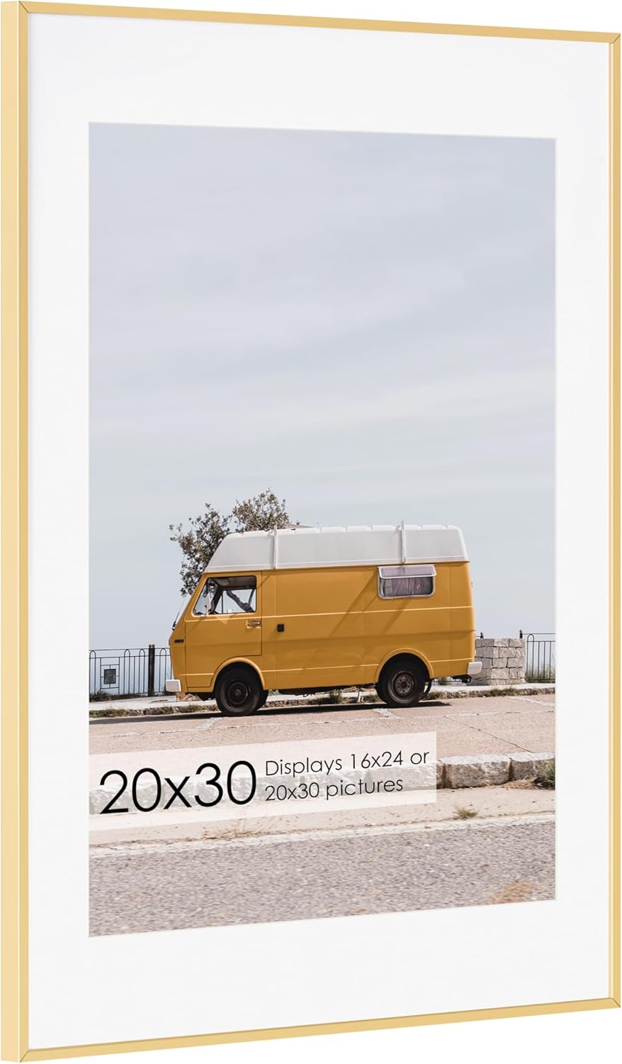 20x30 Metal Picture Frame with Mat and Tempered Glass Front