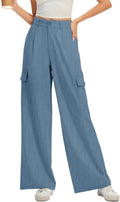 FUNYYZO Women's Loose Pleated Front Long Wide Leg Pants