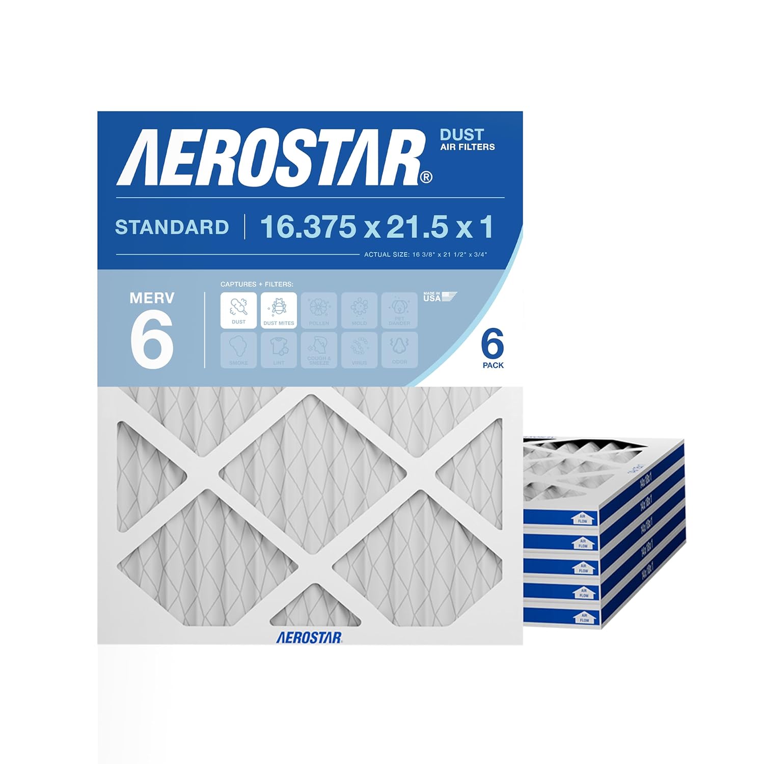 Aerostar MERV 6 Air Filter for Dust, Lint & Pollen Control