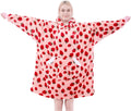 Wearable Blanket Hoodie for Adult Women in Pink Strawberry - Oversized