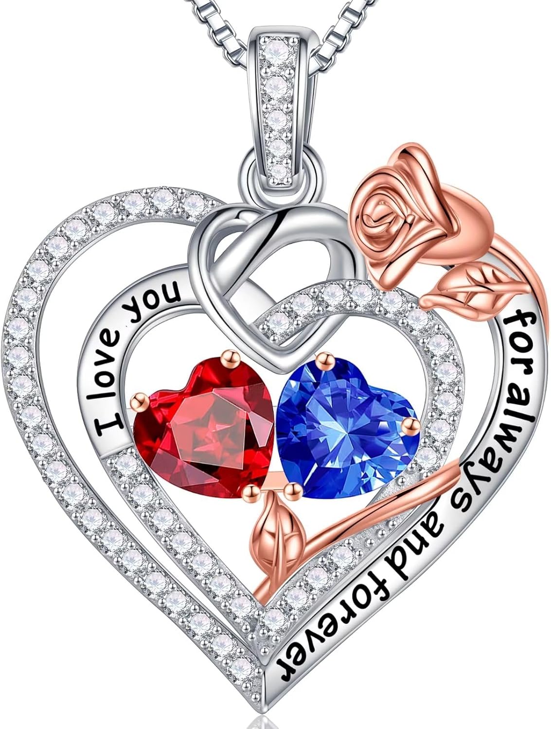 Iefil Double Birthstone Necklace for Women - Unique Gifts
