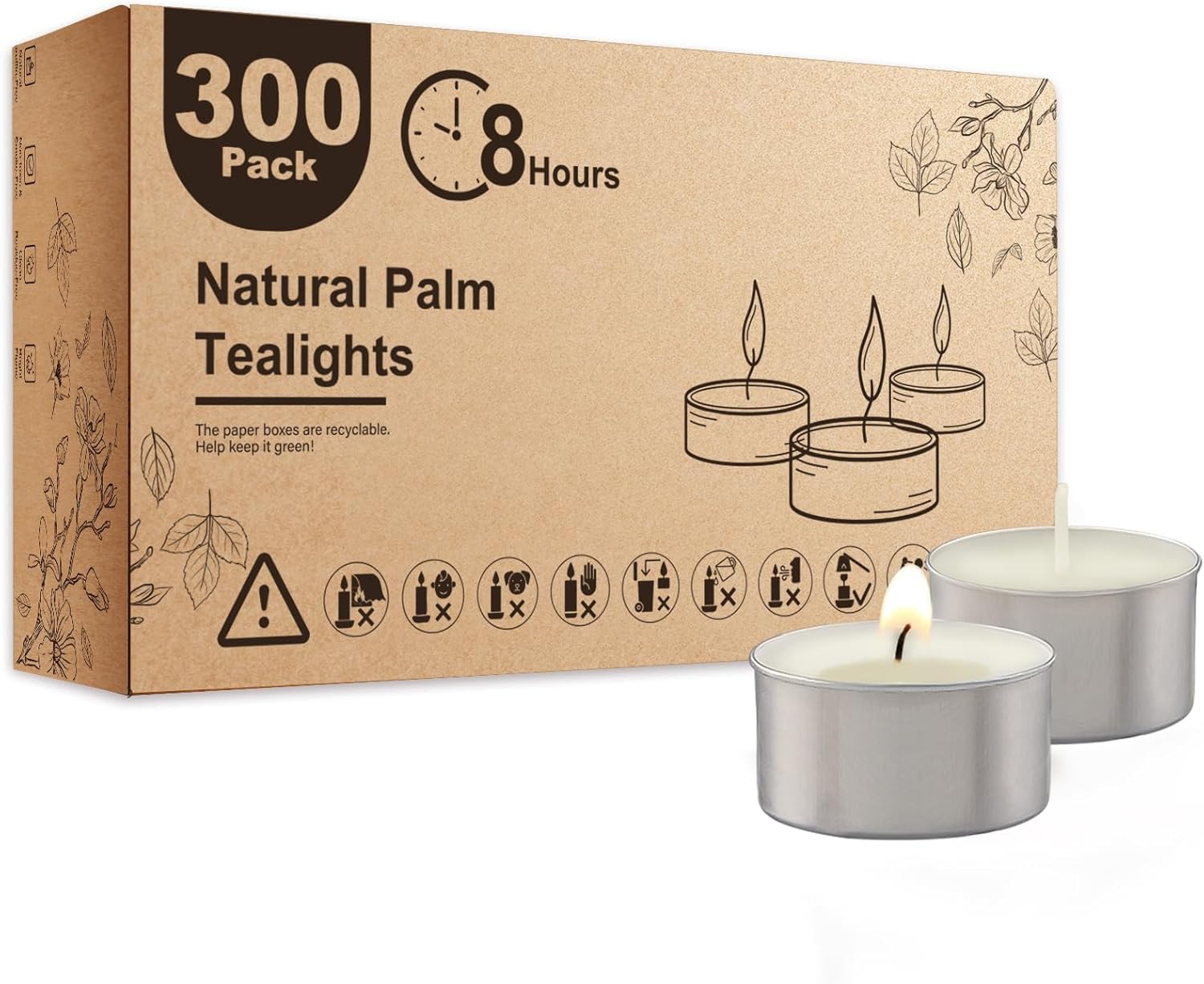 Unscented Palm Tea Lights Candles for Weddings and Parties