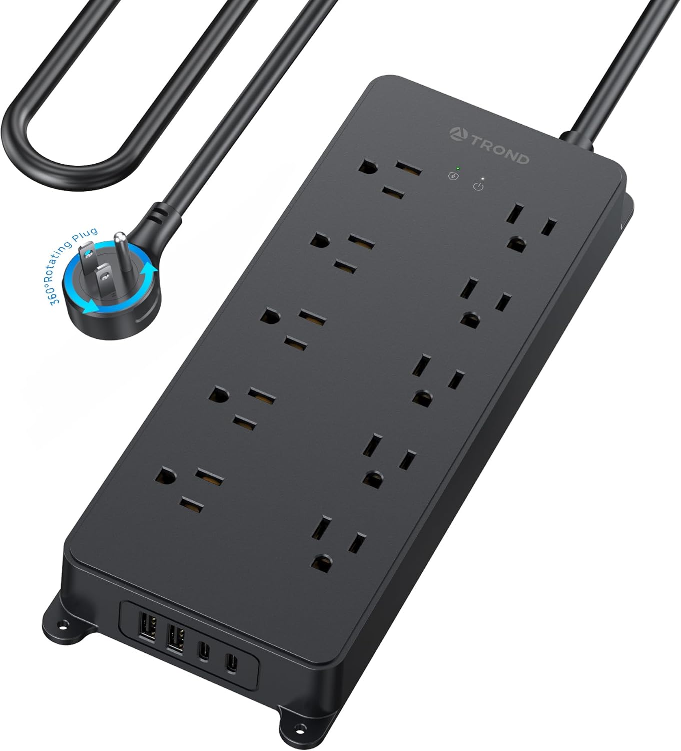TROND Surge Protector Power Strip with 10ft Cord and USB Ports