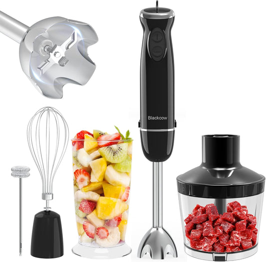 Extra Quiet 500W Immersion Blender Set: 12-Speed Mixer with Versatile Attachments