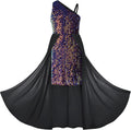 Girls Sequin One Sleeve Dress Size 5-14 - Sparkly Pageant Prom Fit