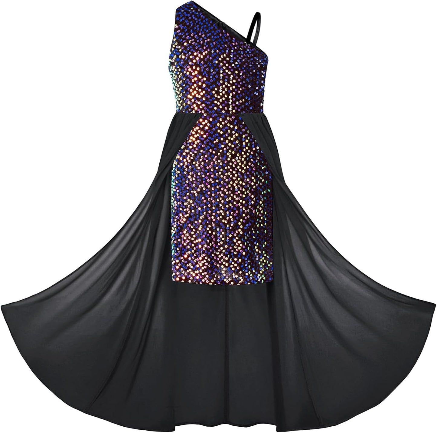 Girls Sequin Dress One Sleeve Chic Formal Pageant Style