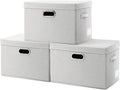 Collapsible Storage Bins with Lids 3-Pack - Large Foldable Organizers