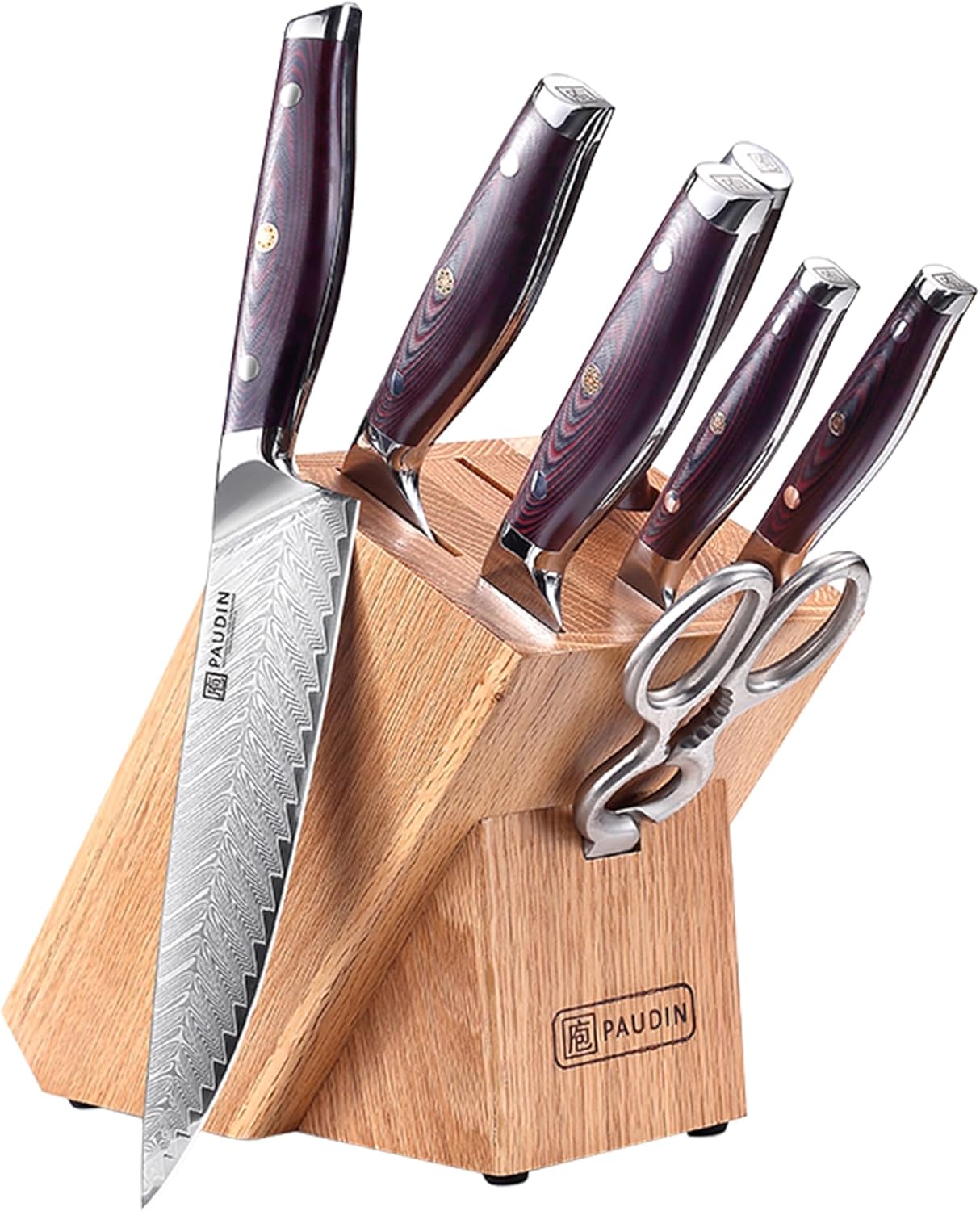 PAUDIN Damascus Knife Set 8 Pieces for Every Kitchen Need