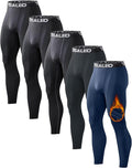 5 Pack Men's Thermal Compression Pants Fleece Lined - Warm Baselayer