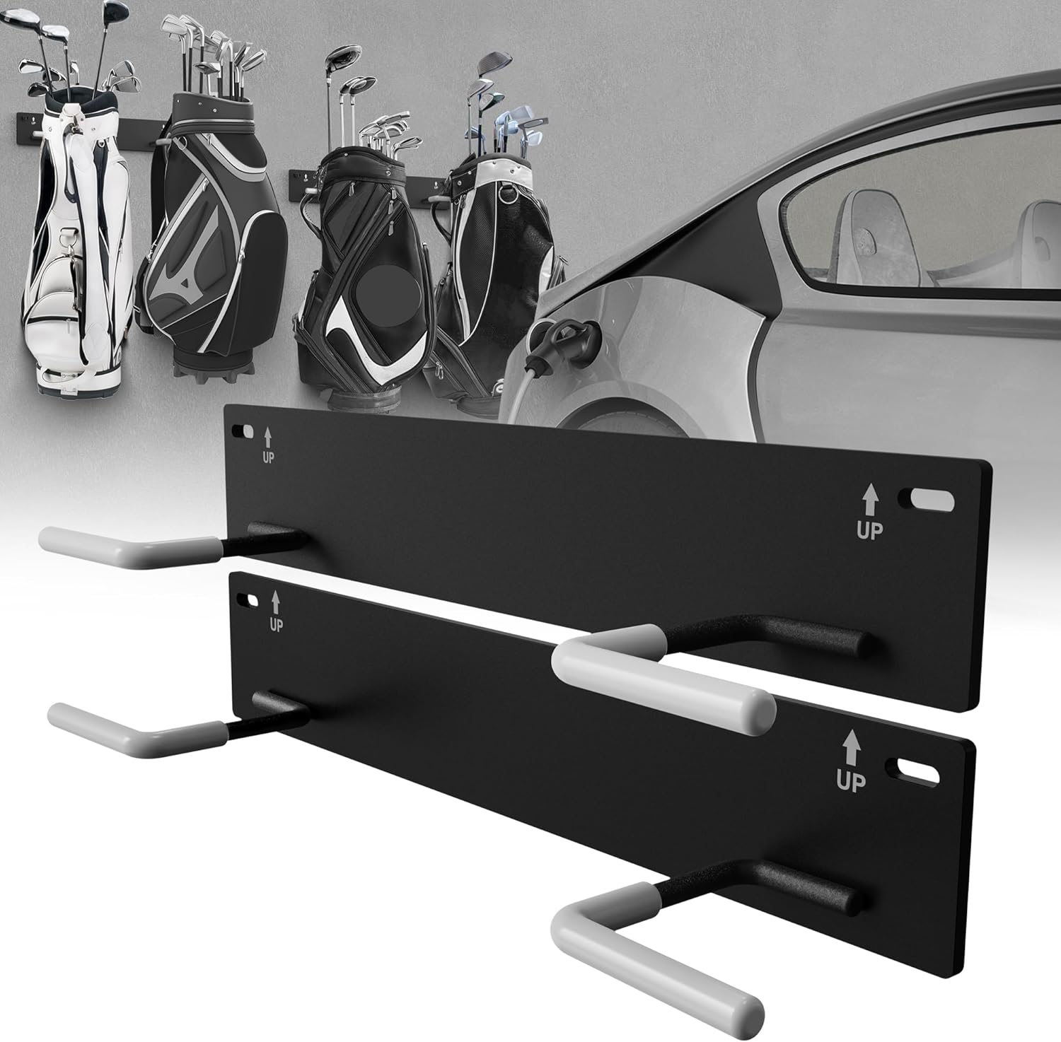 Wall Mounted Golf Bag Storage Rack for Garage Organization