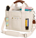 KKXIU Canvas Tote Bag for Women with Zipper and Compartments - Large