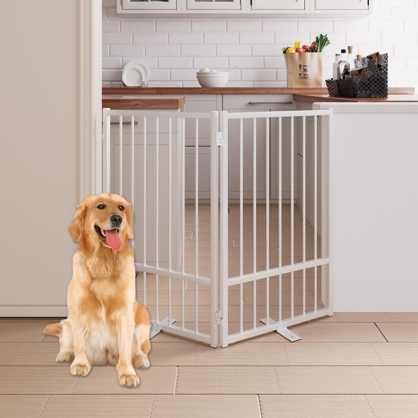 Freestanding Metal Dog Gates for Indoor Use, 40 W x 32 H