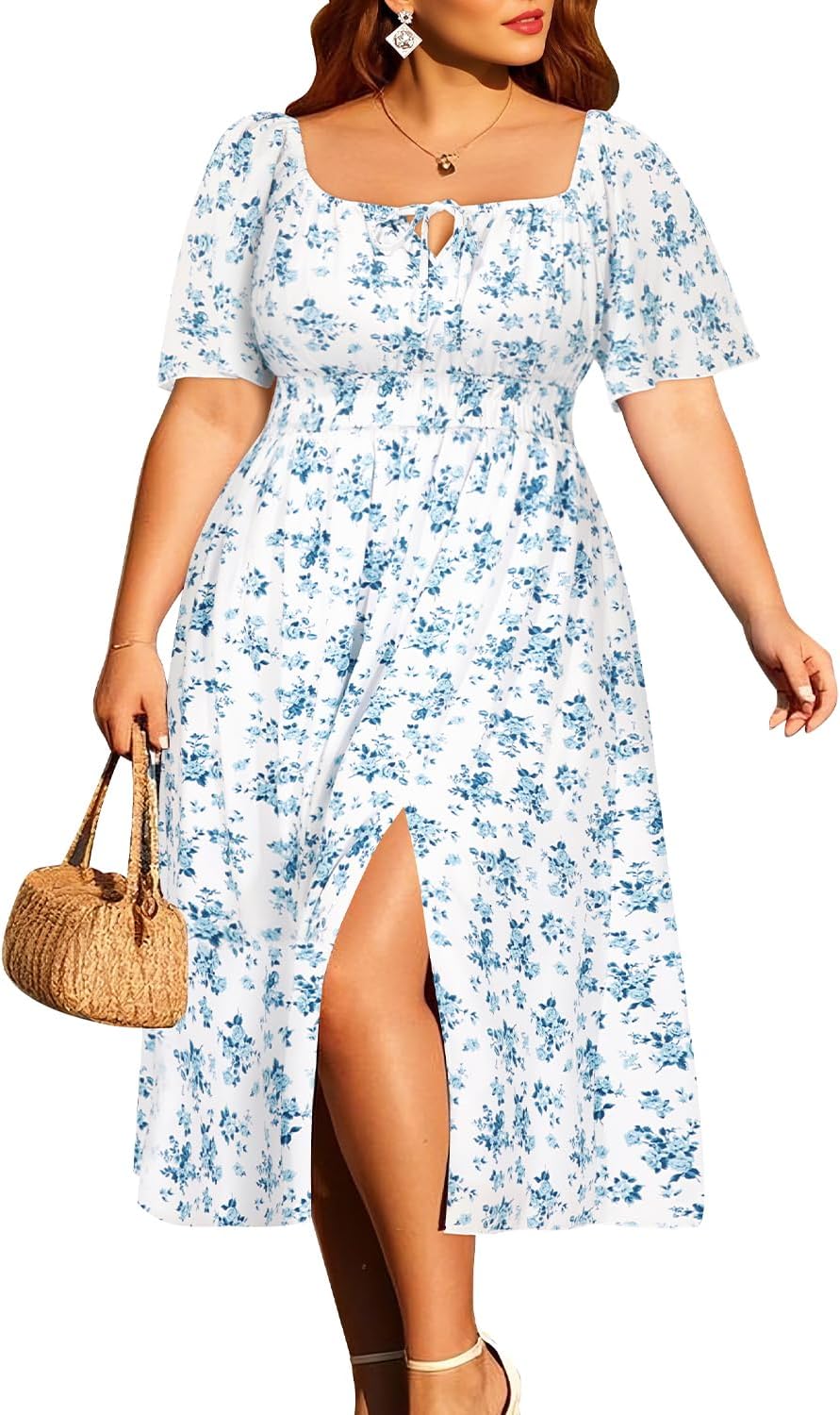 Plus Size Summer Dress 2025 - Boho Floral Casual Midi Dress