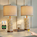 3-Way Dimmable 22ft USB A+C Touch Table Lamp Set of 2 - Soft