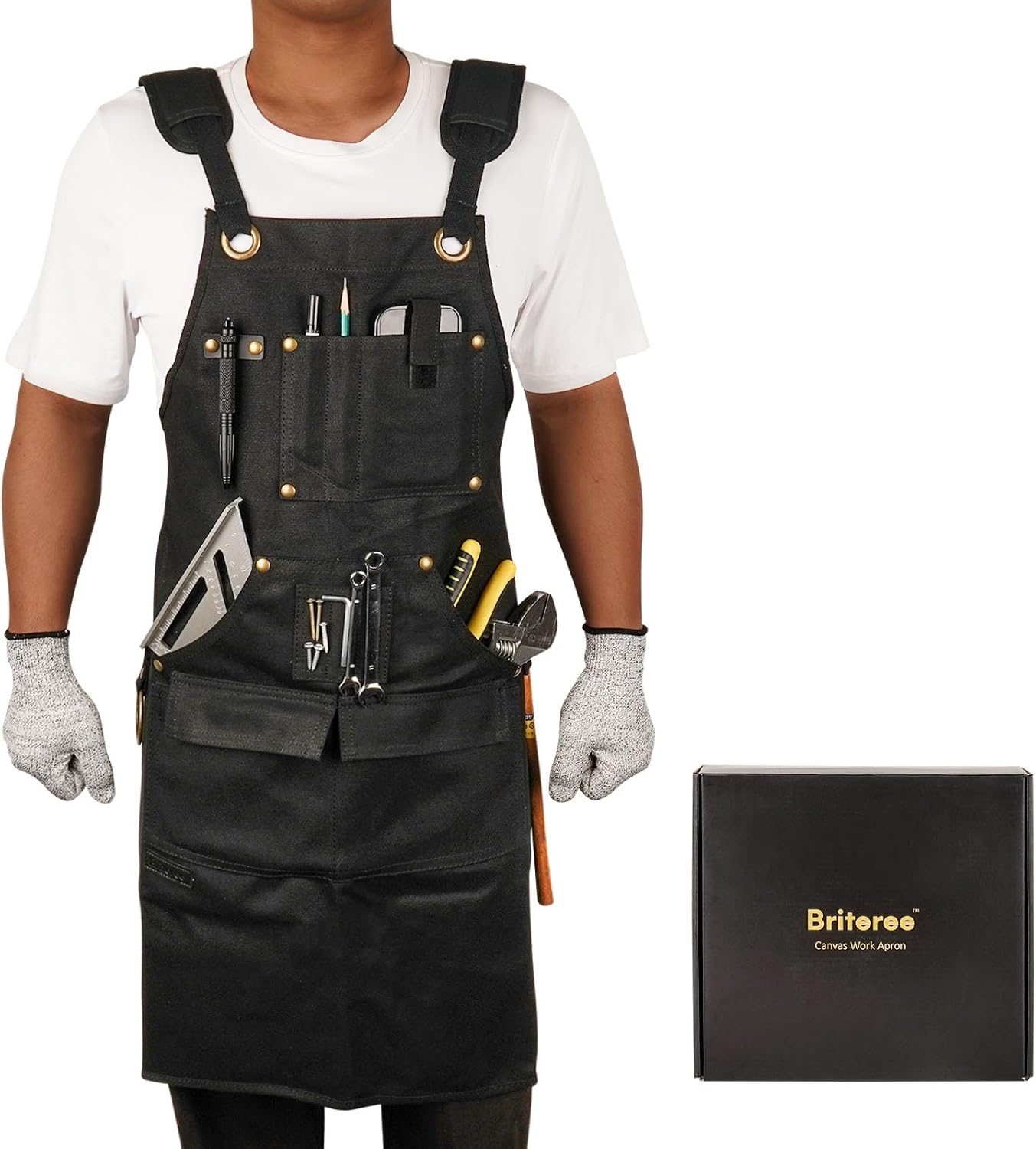 Durable Waxed Canvas Work Apron for Woodworkers and Carpenters
