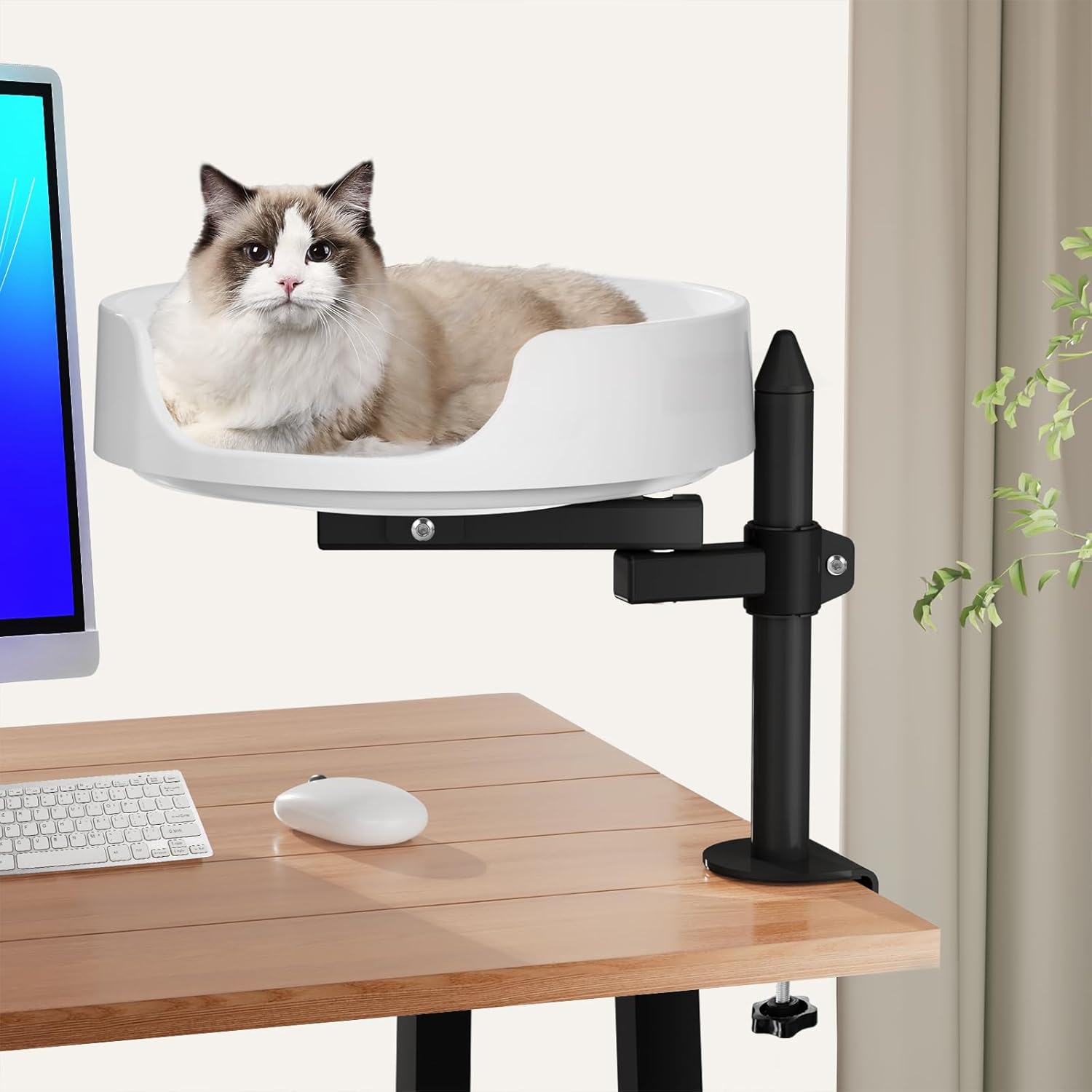 Elevated Cat Bed for Desk Keeps Your Kitty Close and Workspace Clear