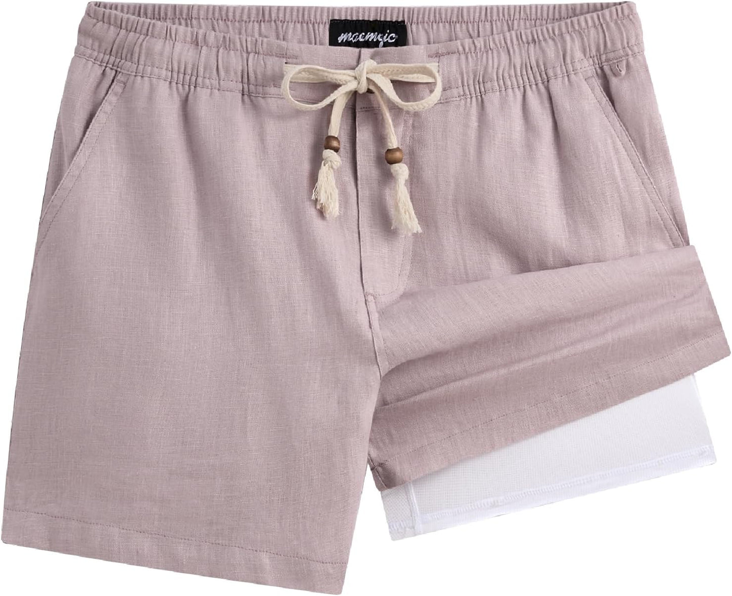maamgic Mens Casual Linen Shorts for Summer Beach Comfort