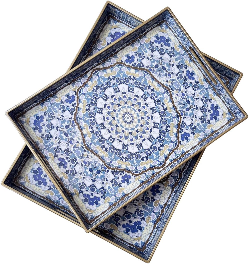 Boho Decorative Tray Set of 2 for Stylish Serving Needs