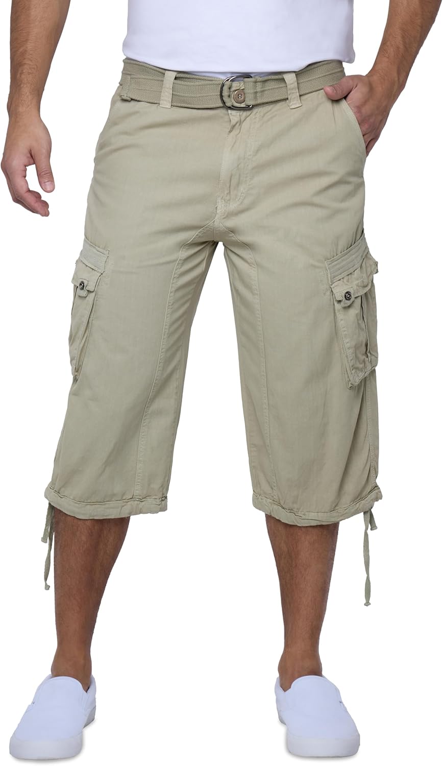 X RAY Men's Belted Long Cargo Shorts for Comfort and Style