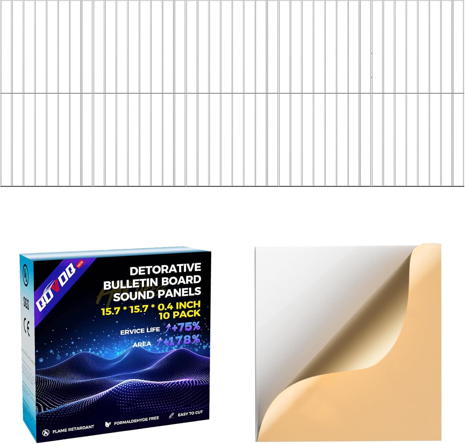 10Pack Large Self-Adhesive Soundproof Wall Panels for Home