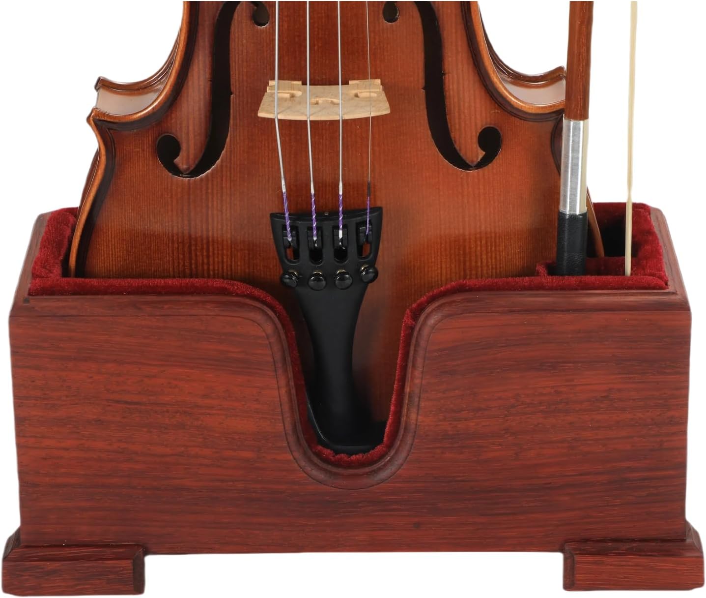 Wooden Violin Holder Stand with Velvet Protection for Display