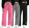 Girls' Sweatpants 3 Pack Fleece Lined Wide Leg - Warm Casual Pants