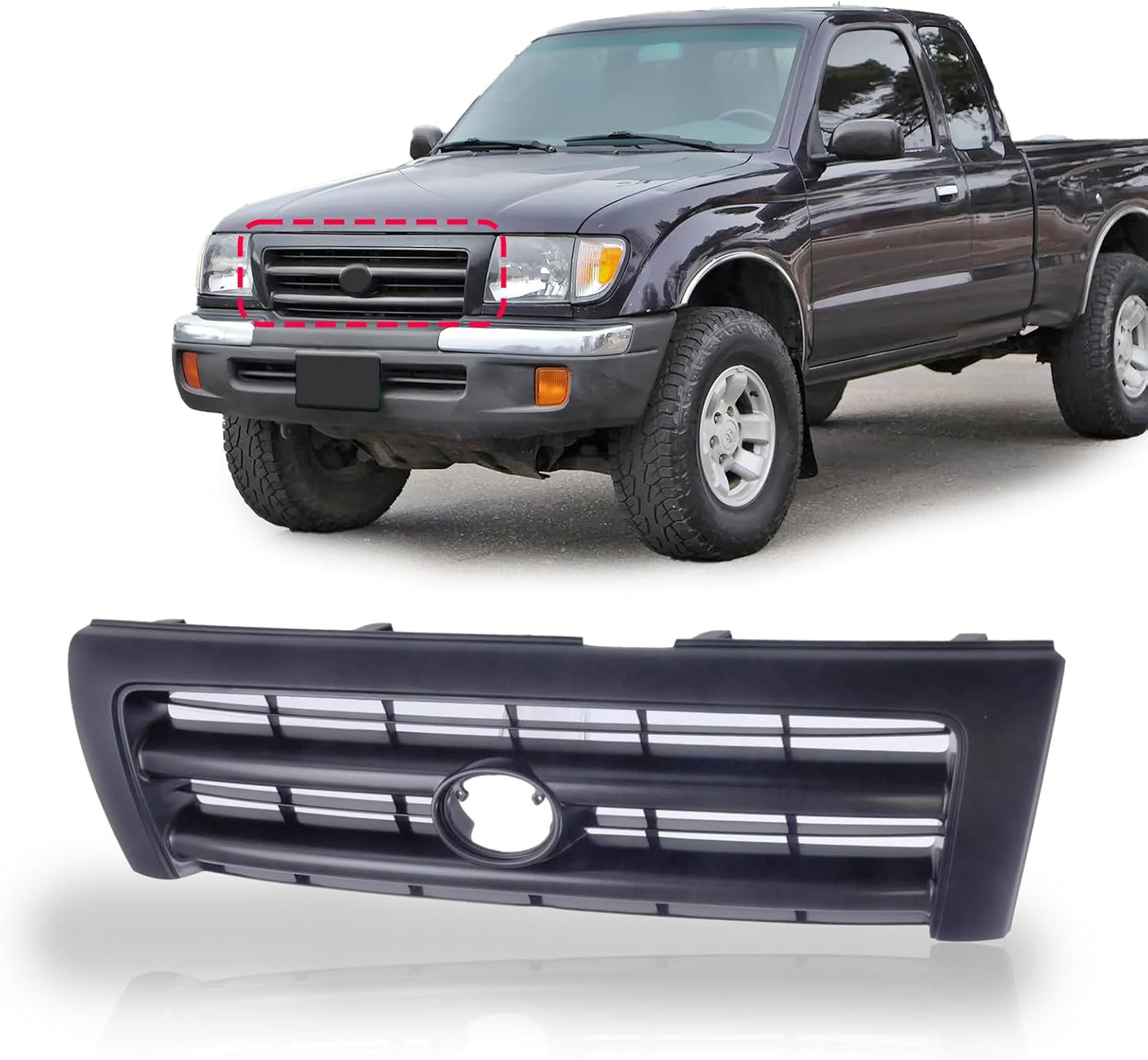 Front Grille Grill for Toyota Tacoma 1998-2000 - Black Finish