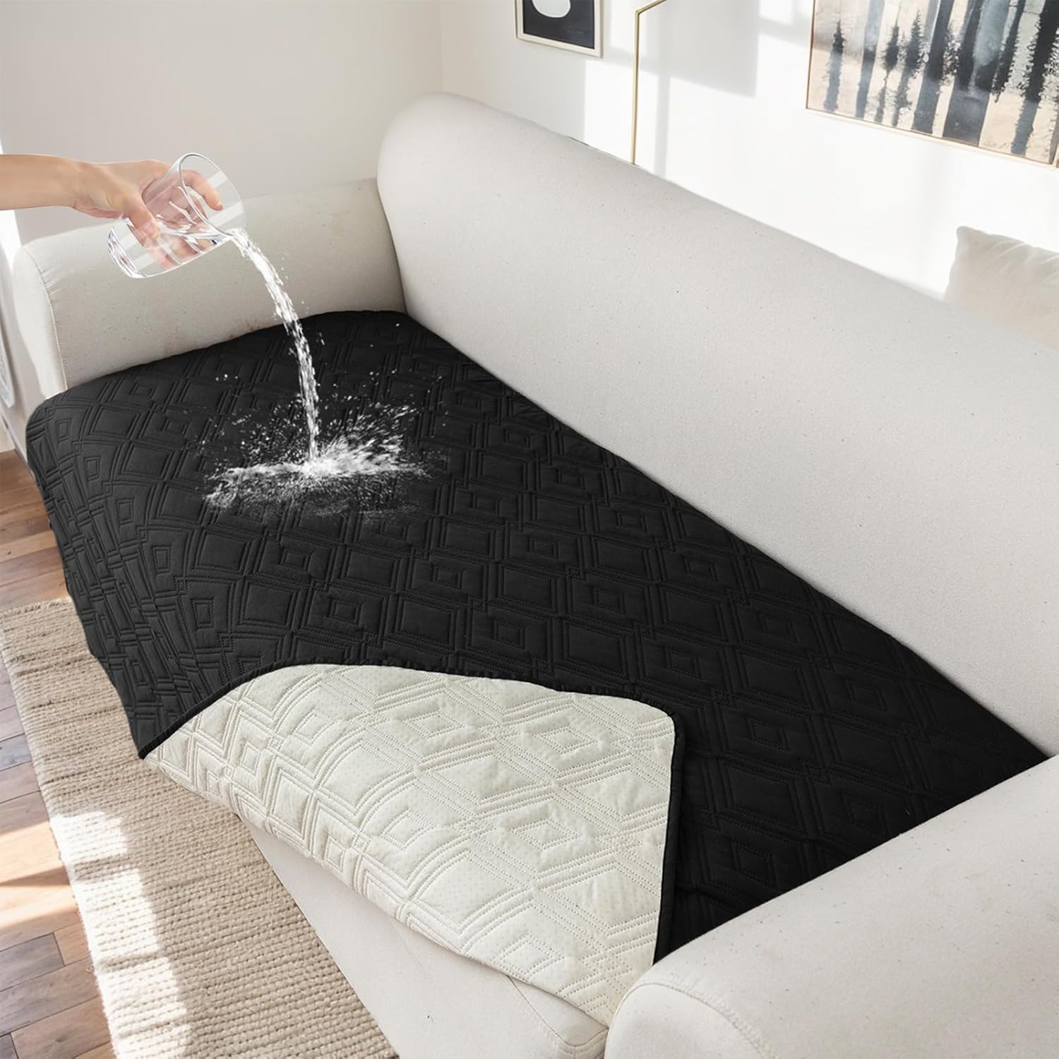 Genina 100% Waterproof Couch Cover for 3 Cushion Sofa Protection