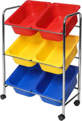 Seville Classics Rolling Utility Organizer 6-Bin Cart - Mobile Storage
