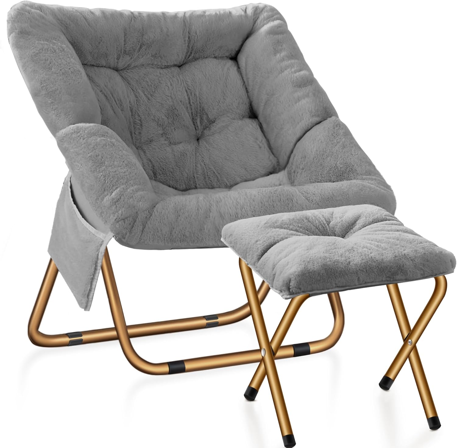 Comfy Saucer Chair for Living Room, Soft Faux Fur Lounge Chair