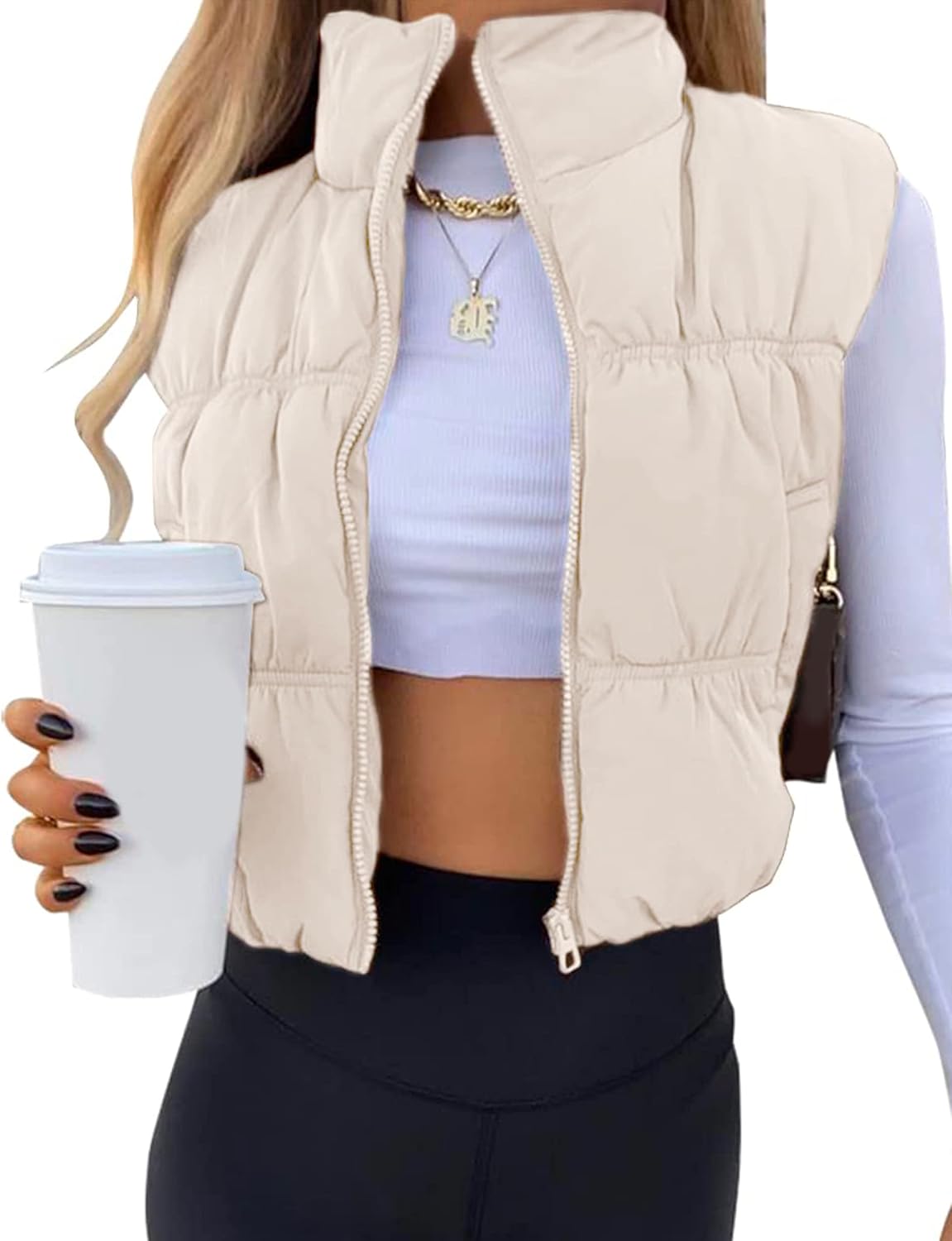 UANEO Womens Cropped Puffer Vest for Stylish Comfort