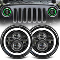7 in LED Headlights Green Halo H6024 - Bright, Softer Beam
