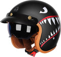 TRIANGLE 3/4 Motorcycle Helmet for Men & Women - Retro Open Face M