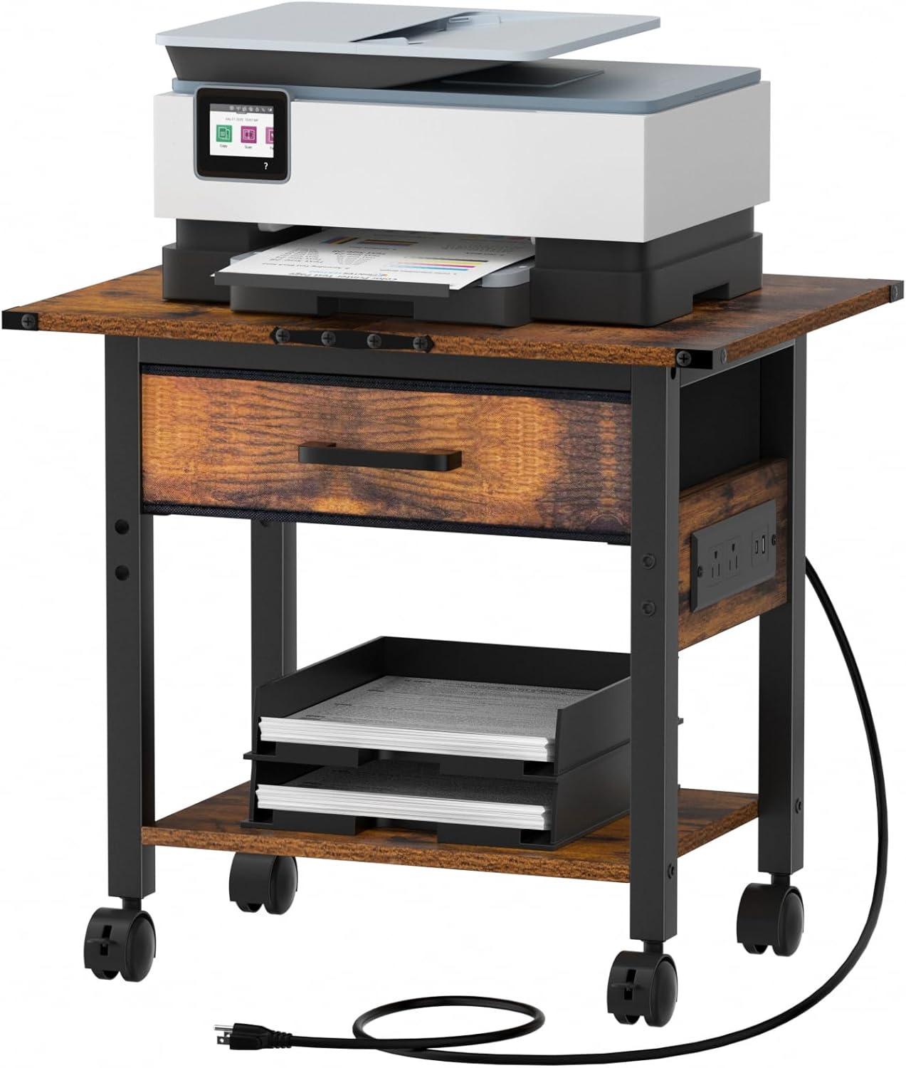 Compact Printer Stand with Charging Station