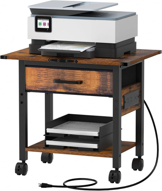 Compact Printer Stand with Charging Station