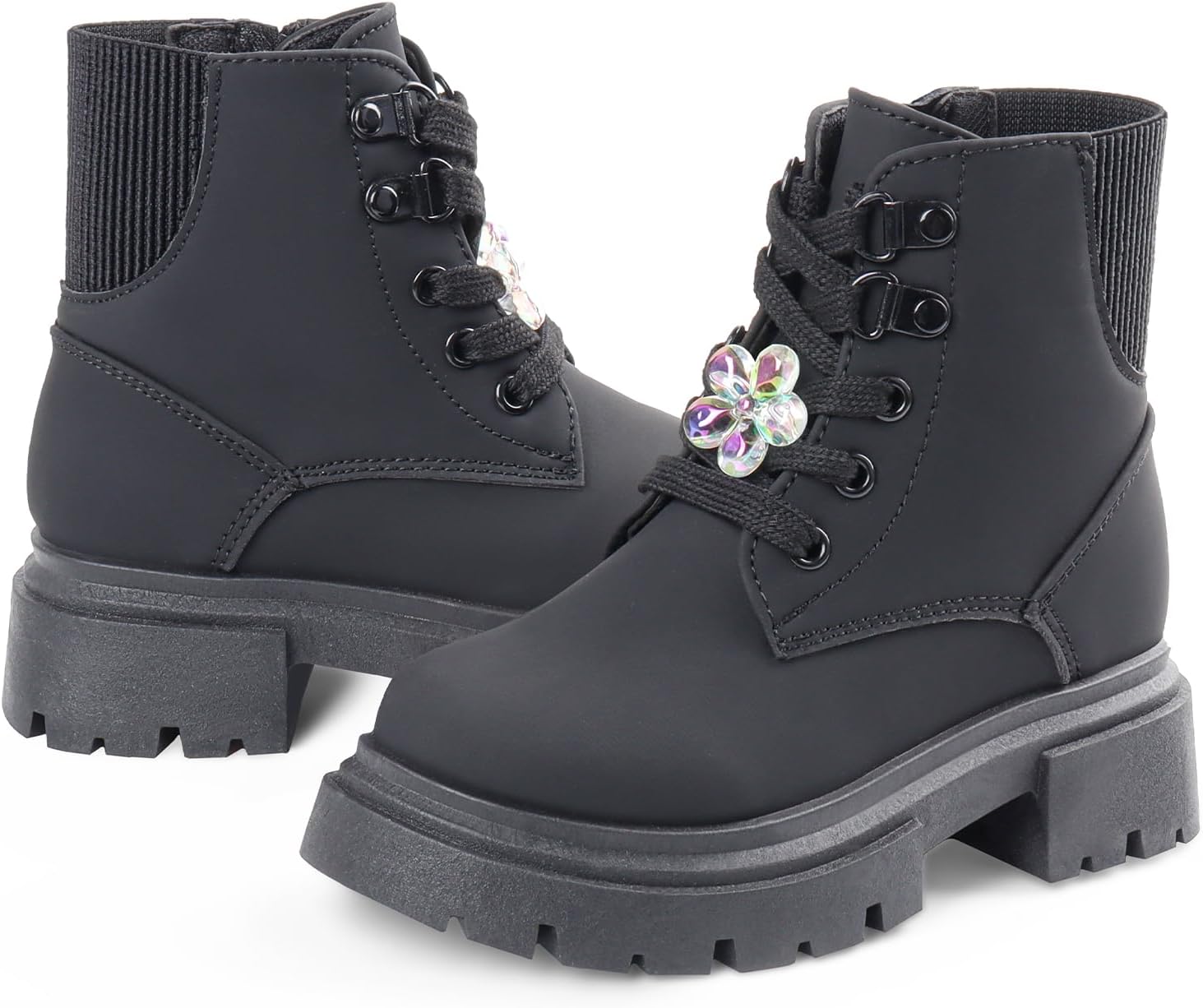 Toddler Combat Boots Girl Side Zipper Lace Up Stylish Design