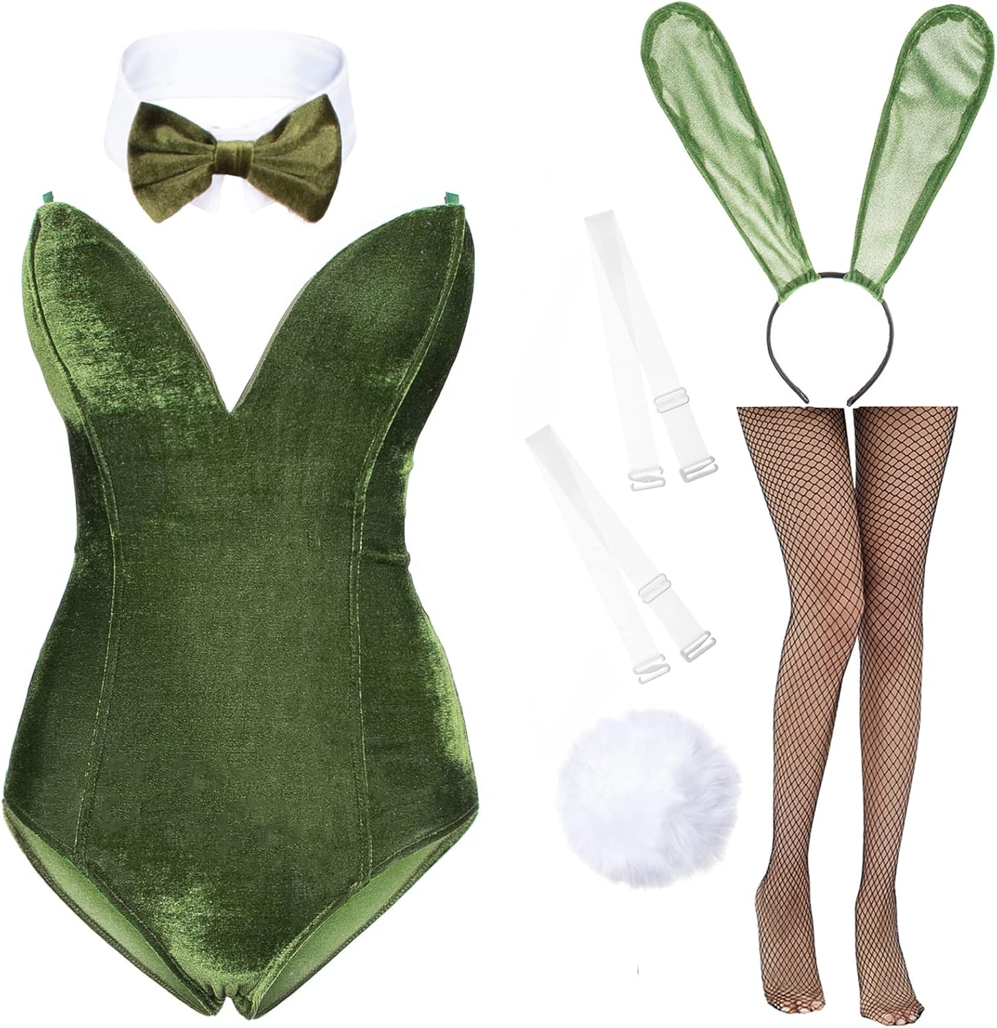 Anime Womens Bunny Girl Costume One Piece Bodysuit Set