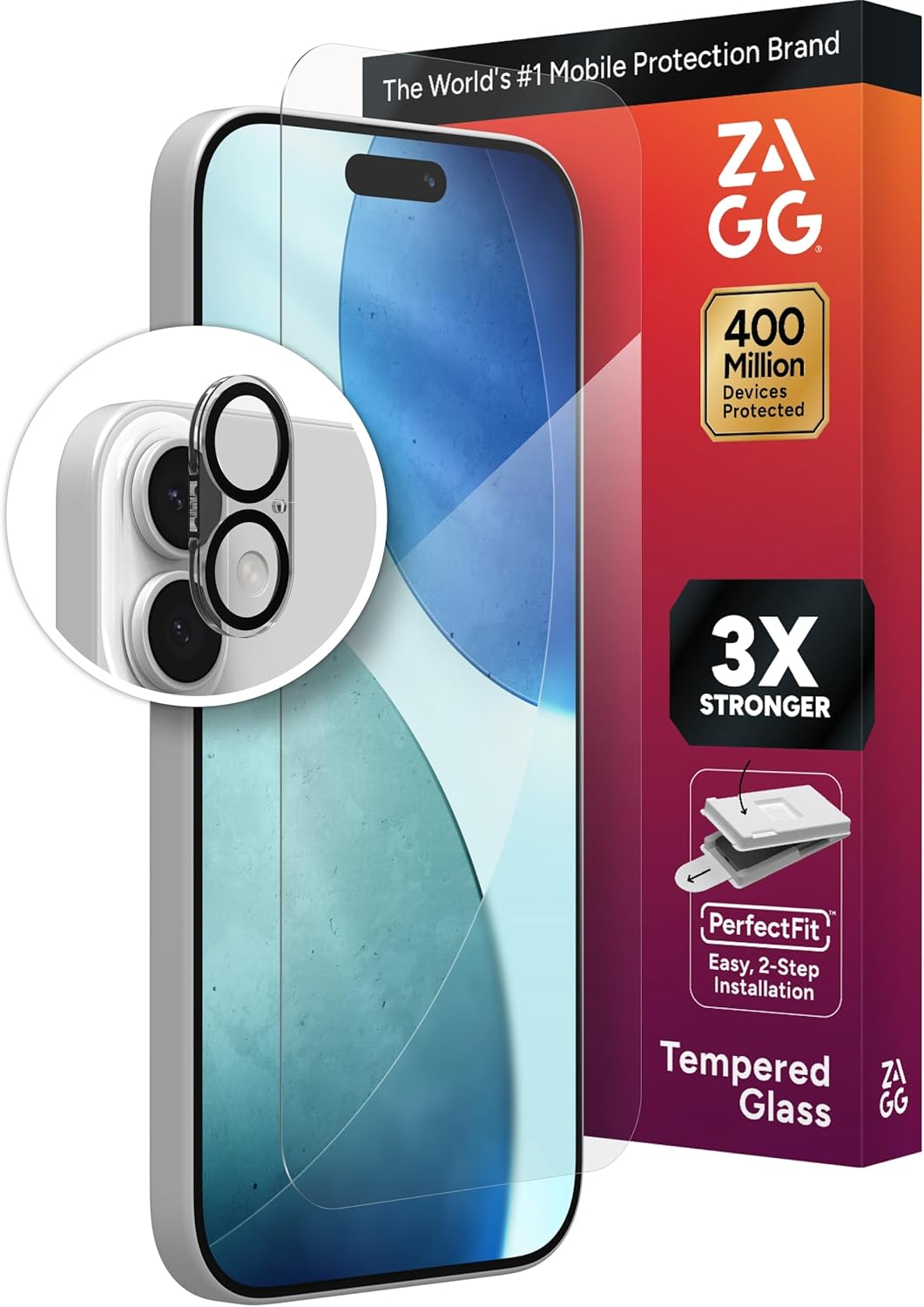 ZAGG Glass+ Screen & Camera Lens Protection for iPhone 17